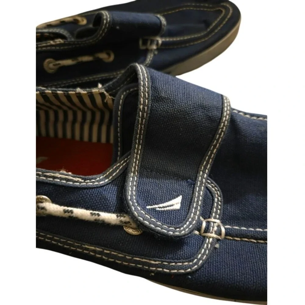 Men's Nautica Blue Canvas Boat Shoes Standard 10.5 with White‎ Accents